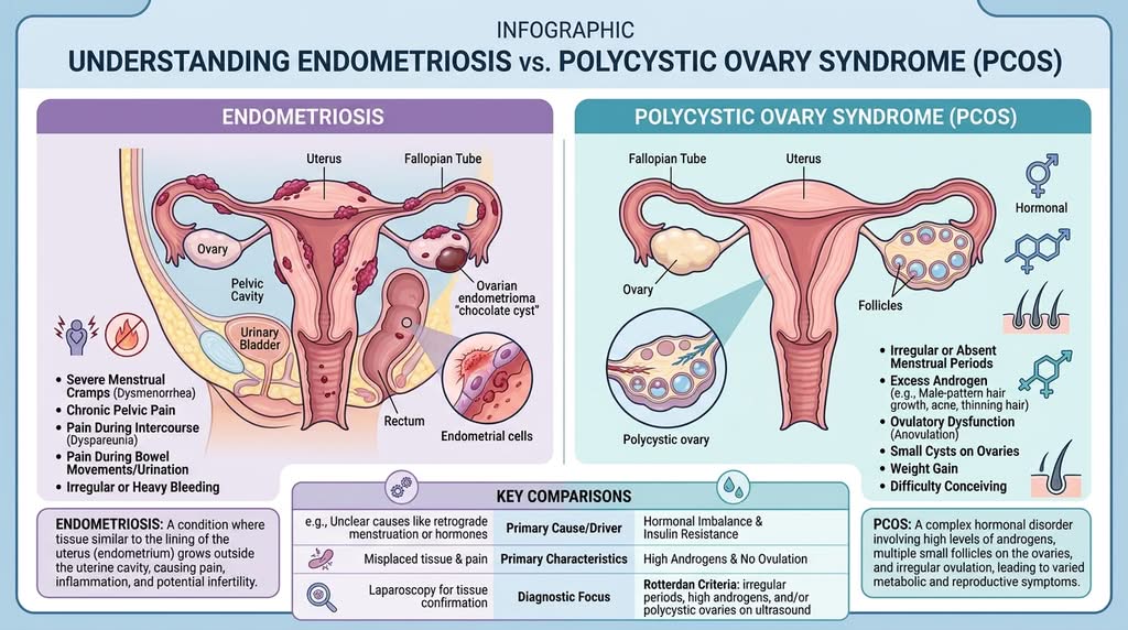 Endometriosis vs Polycystic Ovaries | Dr. Lucas minig